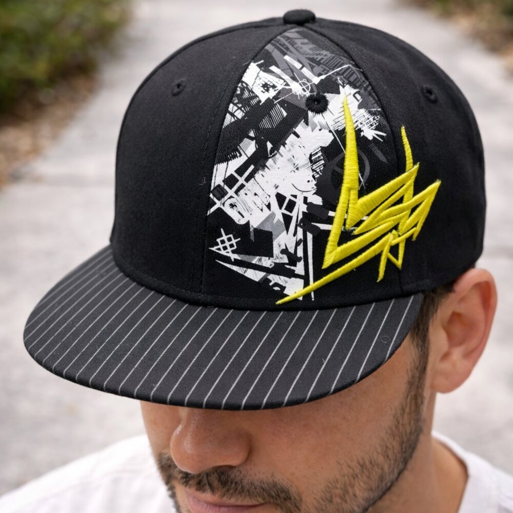 Ski-Doo Black Yellow Graphic Snapback Hat BRP Flat Brim OSFA Cap